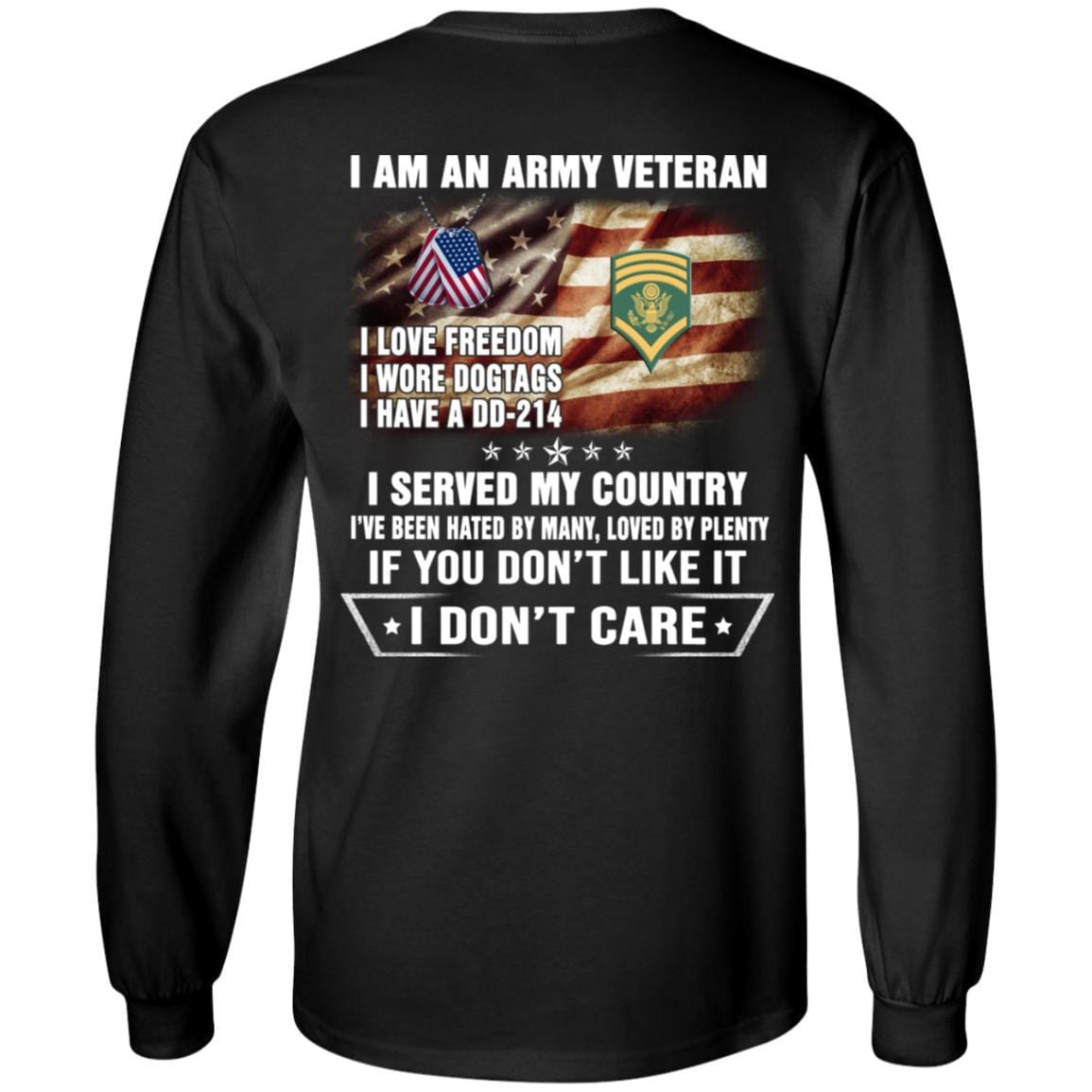 T-Shirt "I Am An Army Veteran" E-8 SPC(SP8)Rank On Back-TShirt-Army-Veterans Nation