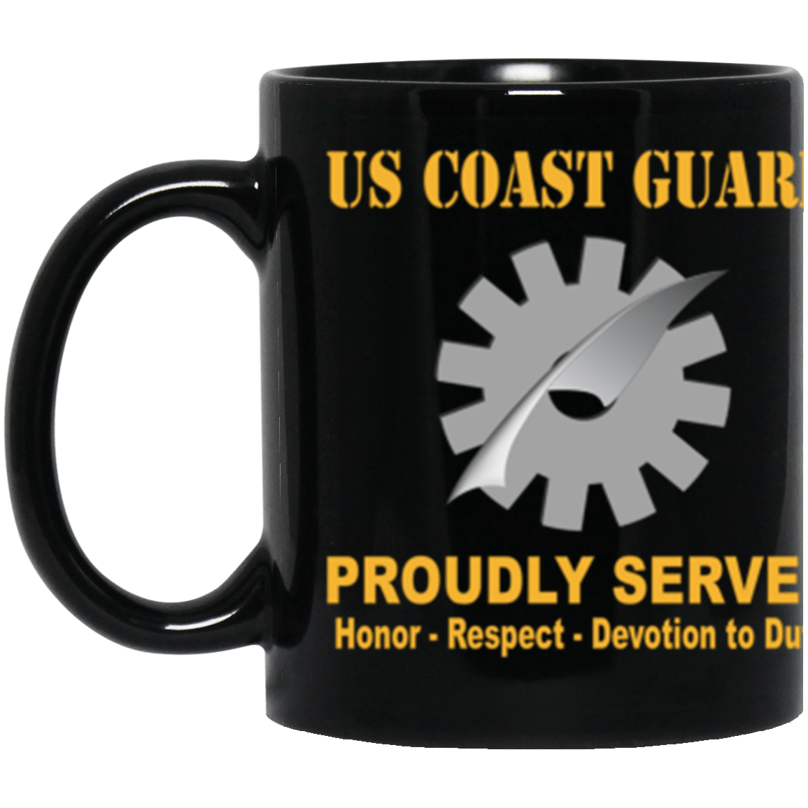 USCG Data Processing Technician DP Logo Proudly Served Core Values 11 oz. Black Mug-Drinkware-Veterans Nation