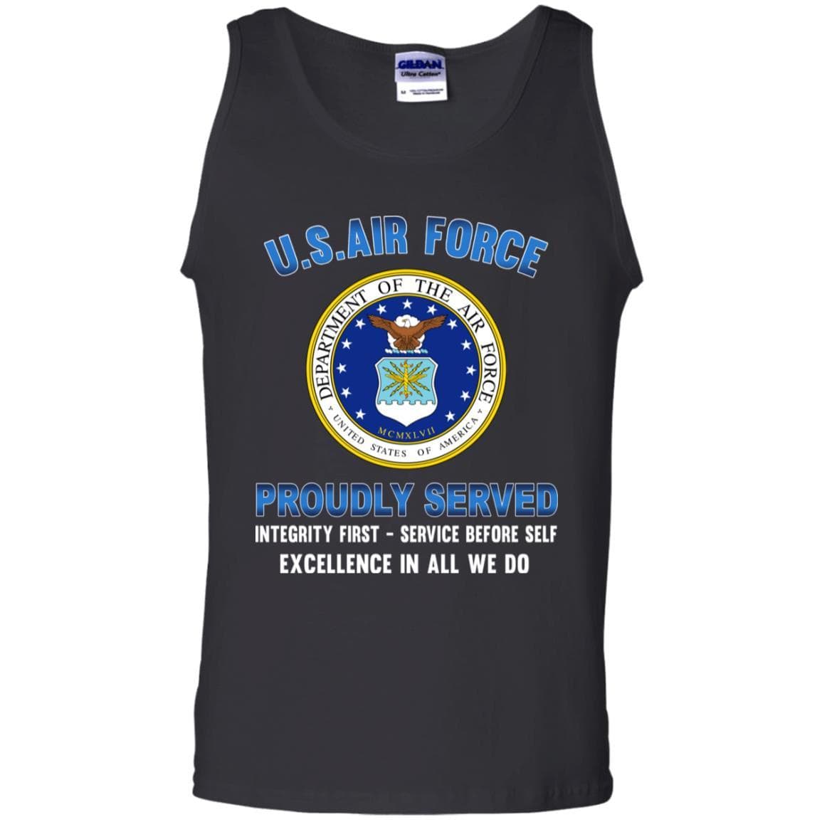 US Air Force Eagle Logo Proudly Served T-Shirt On Front-TShirt-USAF-Veterans Nation