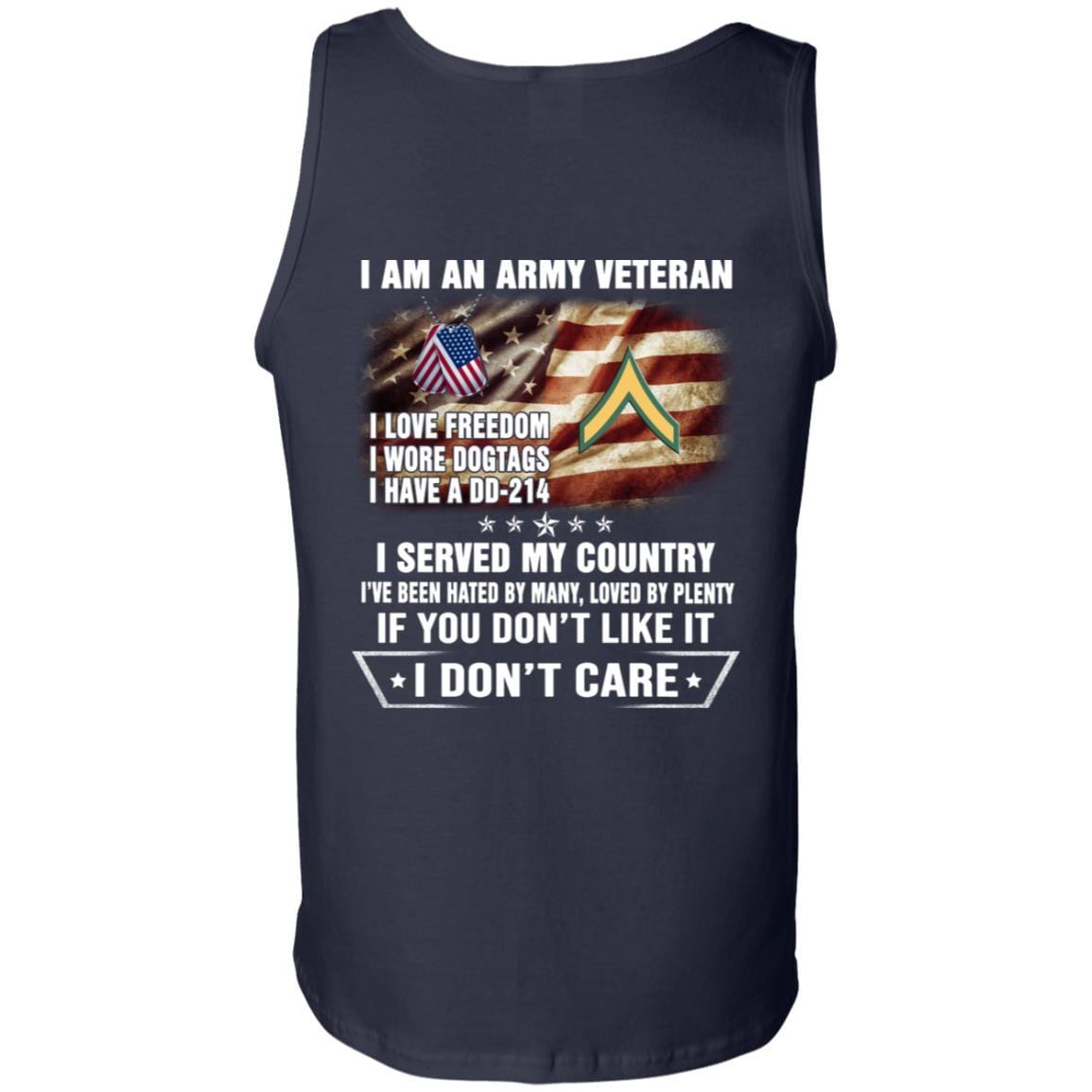 T-Shirt "I Am An Army Veteran" E-2 Private Second Class(PV2)Rank On Back-TShirt-Army-Veterans Nation