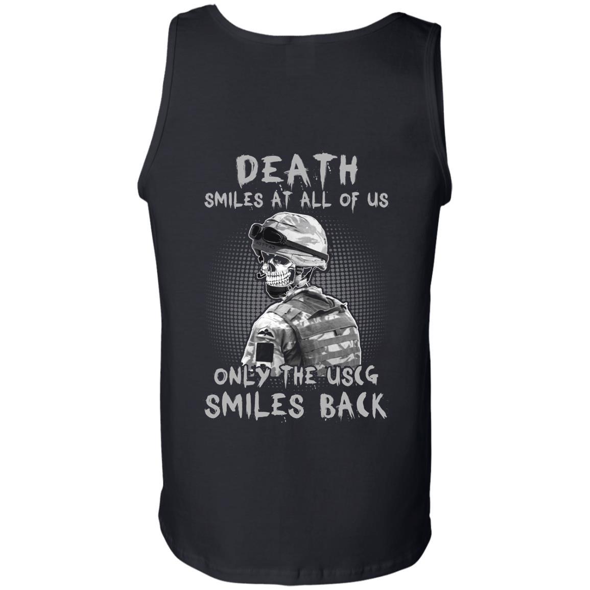 Death Smiles At All Of Us - Only The US Coast Guard Smiles Back Men T Shirt On Back-TShirt-USCG-Veterans Nation