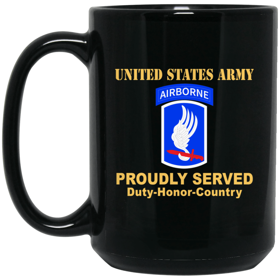 US ARMY 173RD AIRBORNE BRIGADE- 11 oz - 15 oz Black Mug-Mug-Army-CSIB-Veterans Nation