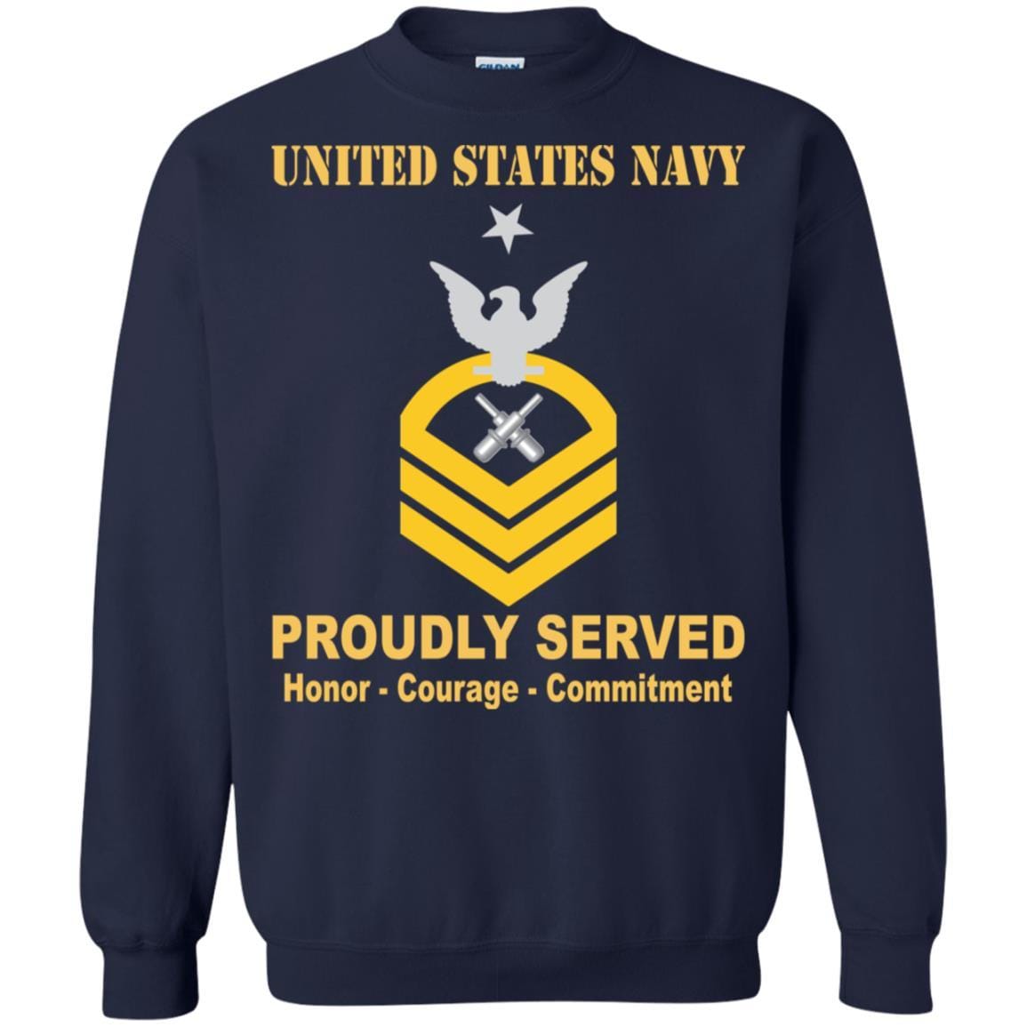 U.S Navy Gunner's mate Navy GM E-8 Rating Badges Proudly Served T-Shirt For Men On Front-TShirt-Navy-Veterans Nation