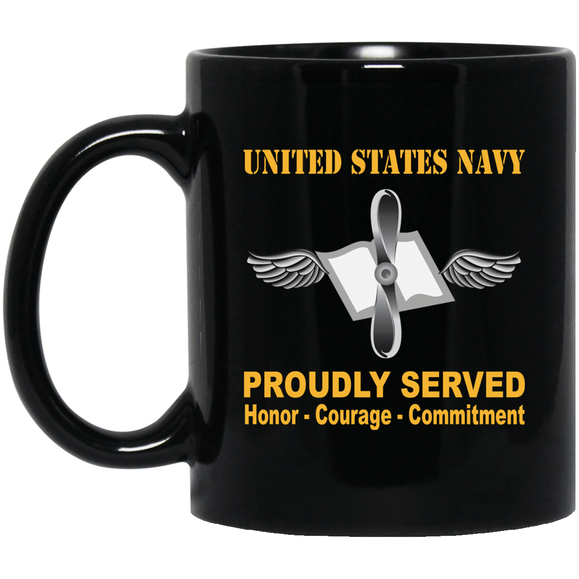 Navy Aviation Maintenance Administrationman Navy AZ Proudly Served Black Mug 11 oz - 15 oz-Mug-Navy-Rate-Veterans Nation