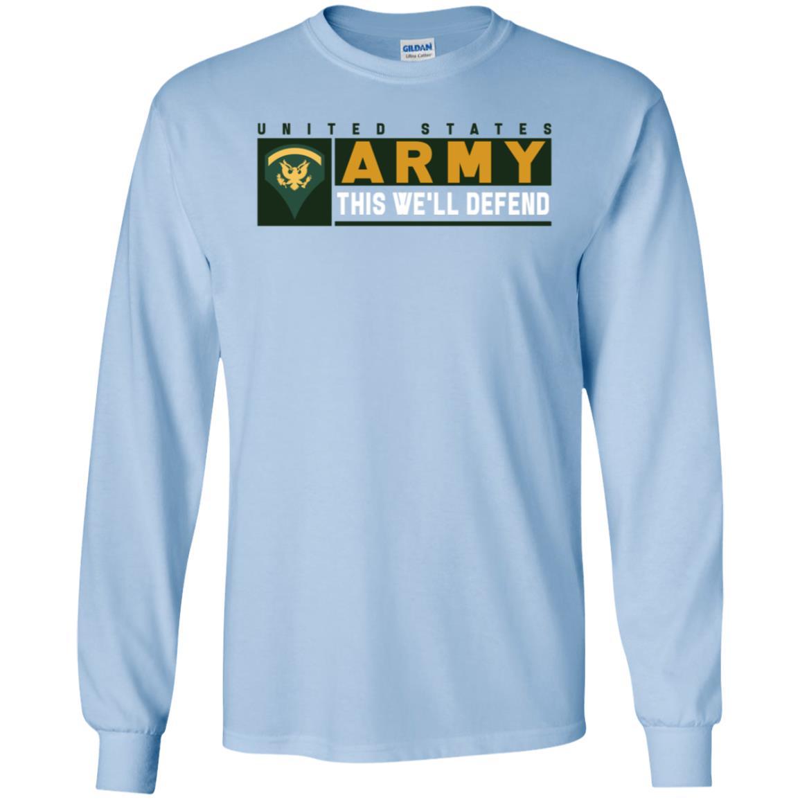 US Army E-5 SPC This We Will Defend Long Sleeve - Pullover Hoodie-TShirt-Army-Veterans Nation