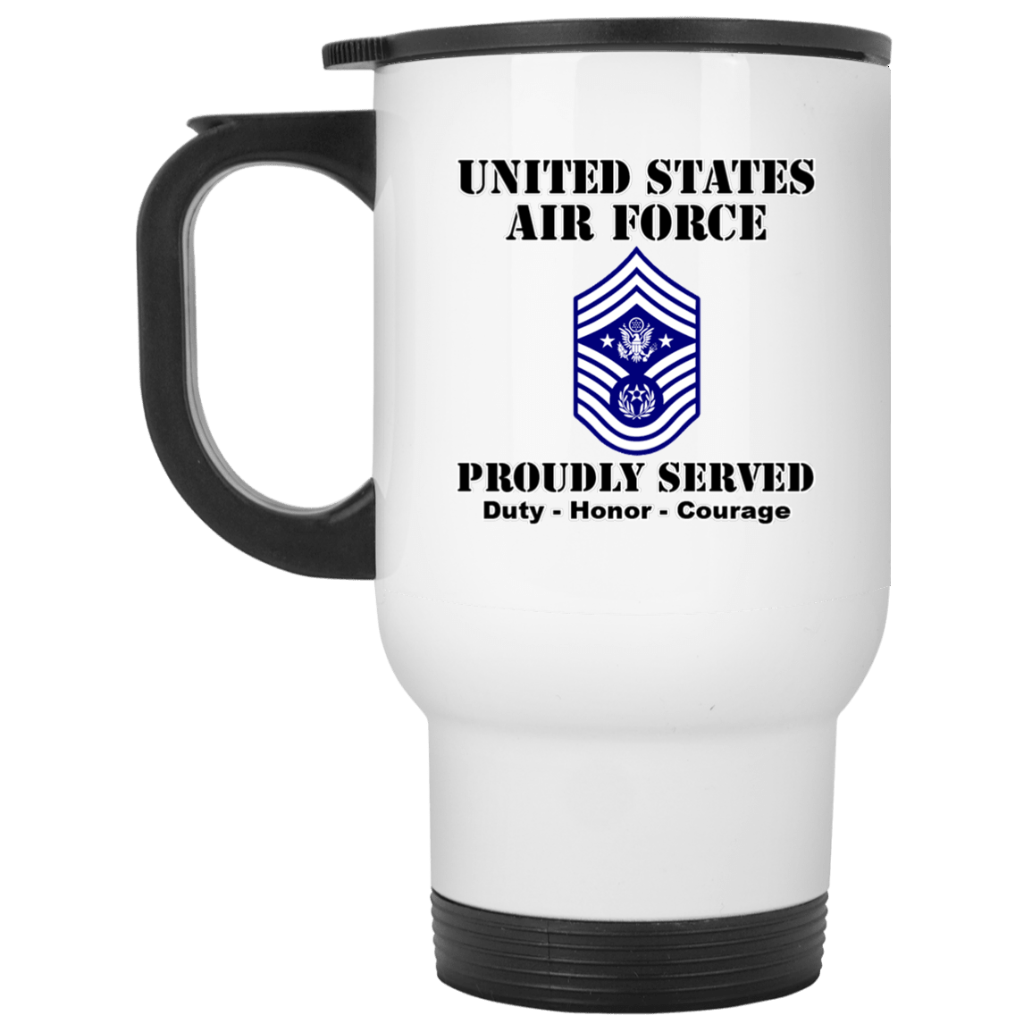 US Air Force E-9 Chief Master Sergeant Of The Air Force E9 CMSAF Noncommissioned Officer (Special) Ranks White Coffee Mug - Stainless Travel Mug-Mug-USAF-Ranks-Veterans Nation