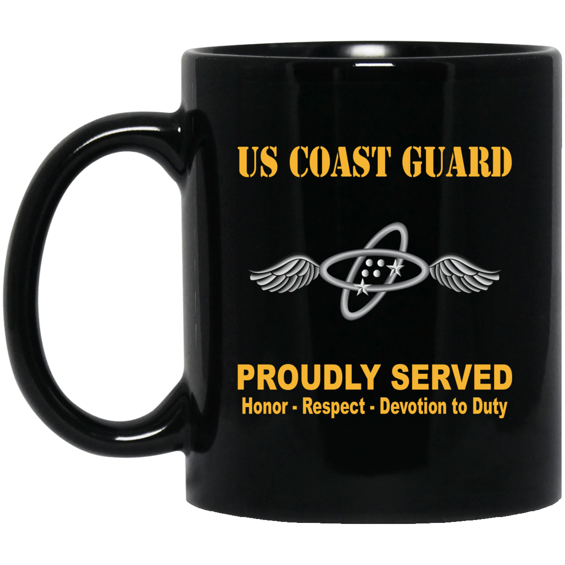 USCG AVIONICS ELECTRICAL TECHNICIAN AET Logo Proudly Served Black Mug 11 oz - 15 oz-Mug-USCG-Rate-Veterans Nation