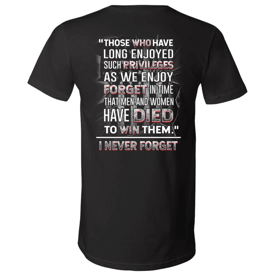 Military T-Shirt "I Never Forget Men And Women Veteran" - Men Back-TShirt-General-Veterans Nation