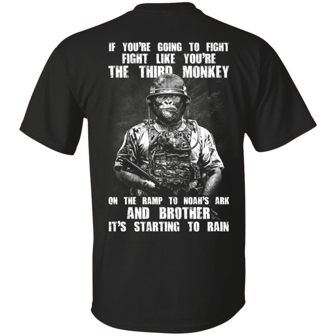 Military T-Shirt "The Third Monkey" - Men Back-TShirt-General-Veterans Nation