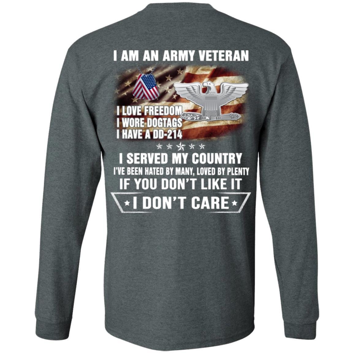 T-Shirt "I Am An Army Veteran" O-6 Colonel(COL)Rank On Back-TShirt-Army-Veterans Nation