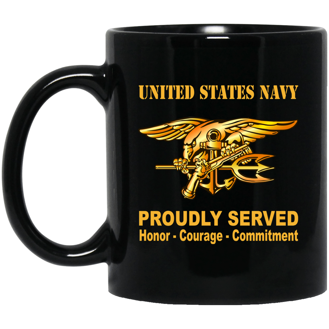 US Navy Naval Special Warfare (Seal) Badge 11 oz - 15 oz Black Mug-Mug-Navy-Badge-Veterans Nation