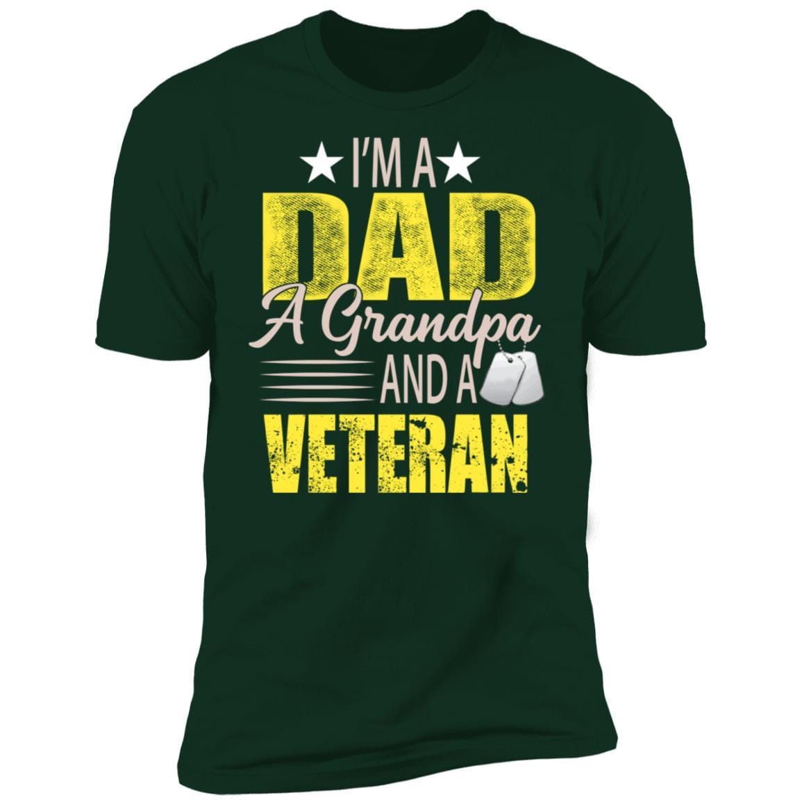 Military T-Shirt "I'm a Dad, a Grandpa and a Veteran - Next Level Premium On" Front-TShirt-General-Veterans Nation