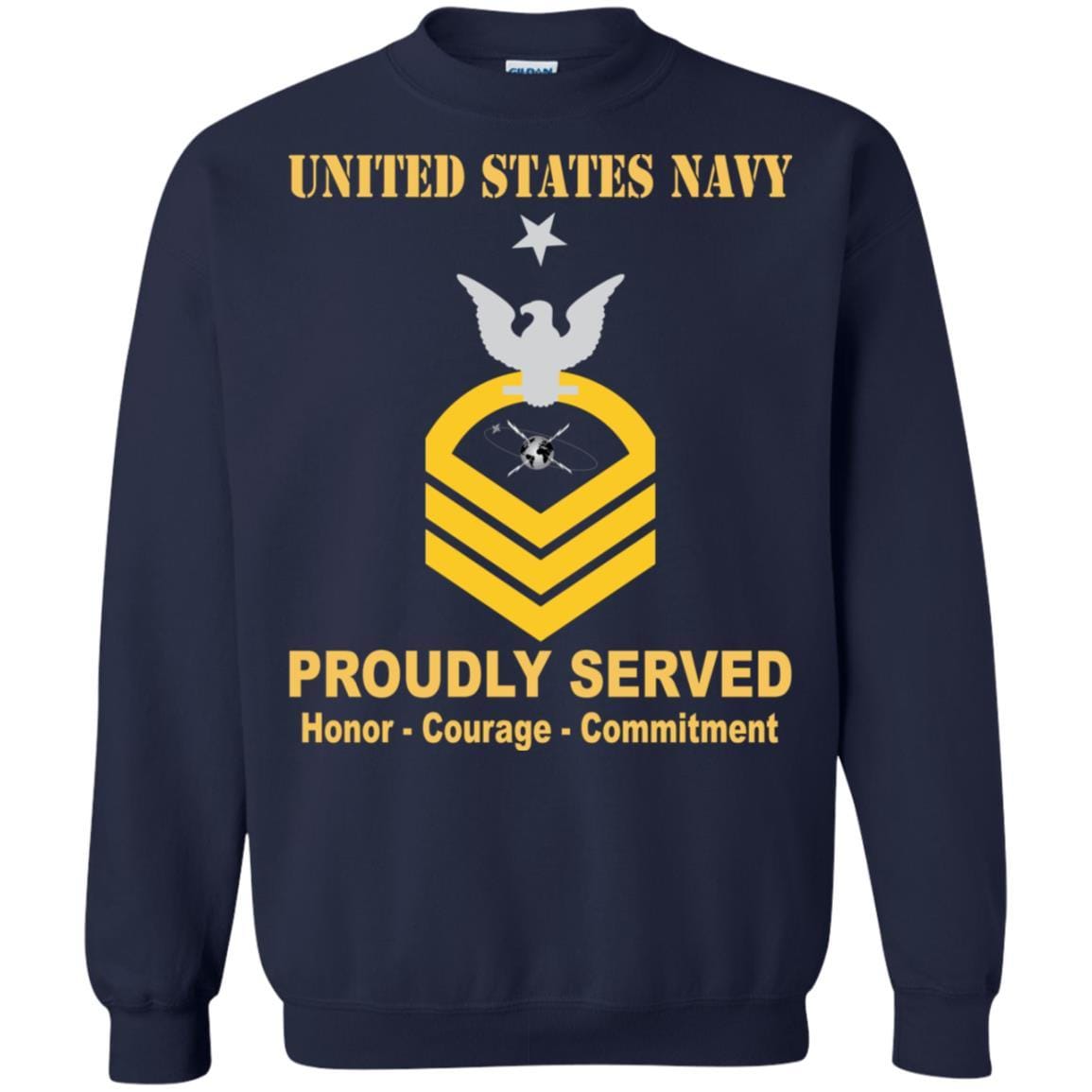 Navy Mass Communications Specialist Navy MC E-8 Rating Badges Proudly Served T-Shirt For Men On Front-TShirt-Navy-Veterans Nation
