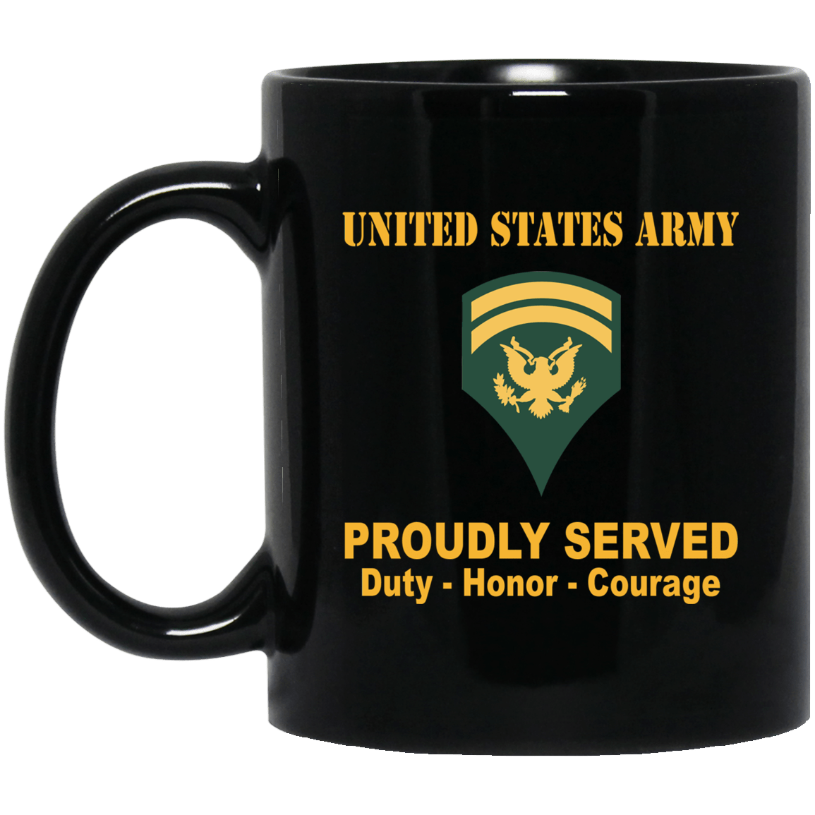 US Army E-6 SPC E6 Specialist Ranks Proudly Served Black Mug Black Mug-Mug-Army-Ranks-Veterans Nation