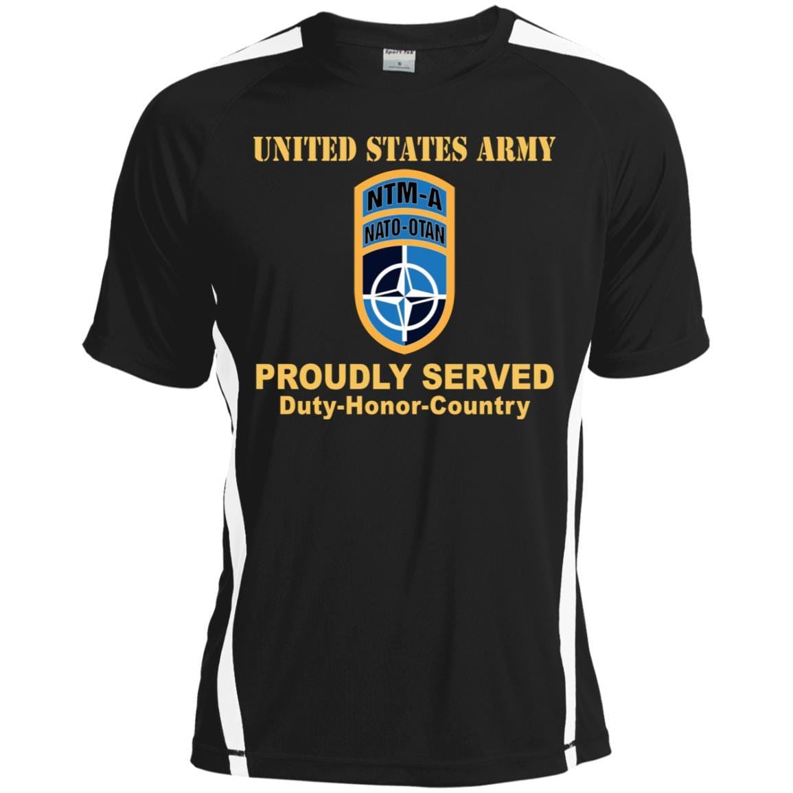 US ARMY CSIB NATO TRAINING MISSION AFGHANISTAN- Proudly Served T-Shirt On Front For Men-TShirt-Army-Veterans Nation