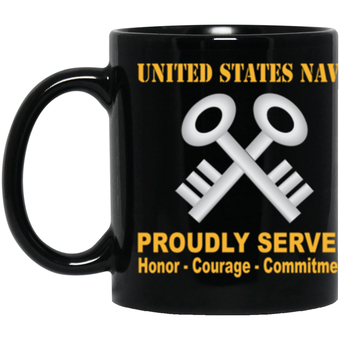 US Navy Logistics specialist Navy LS Proudly Served Core Values 11 oz. Black Mug-Drinkware-Veterans Nation