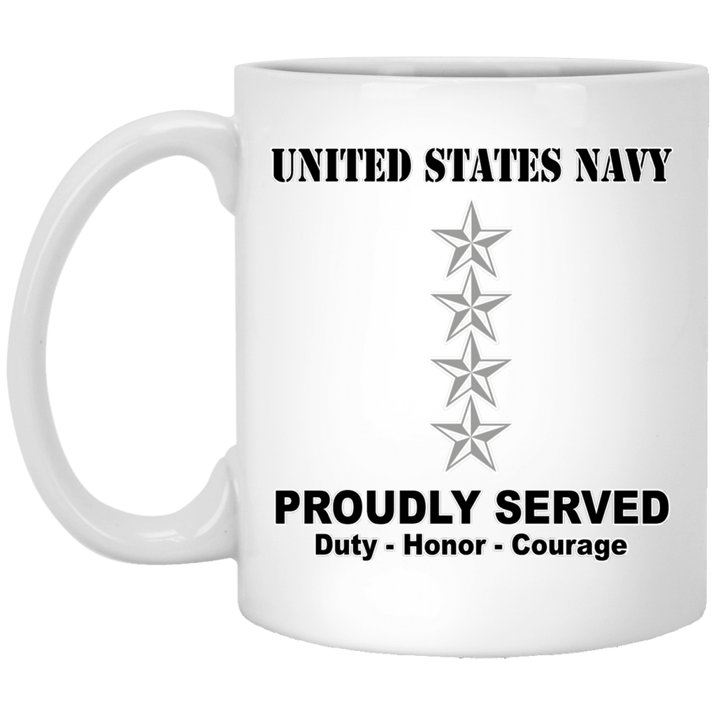 US Navy O-10 Admiral O10 ADM Flag Officer Ranks T shirt White Coffee Mug - Stainless Travel Mug-Mug-Navy-Officer-Veterans Nation