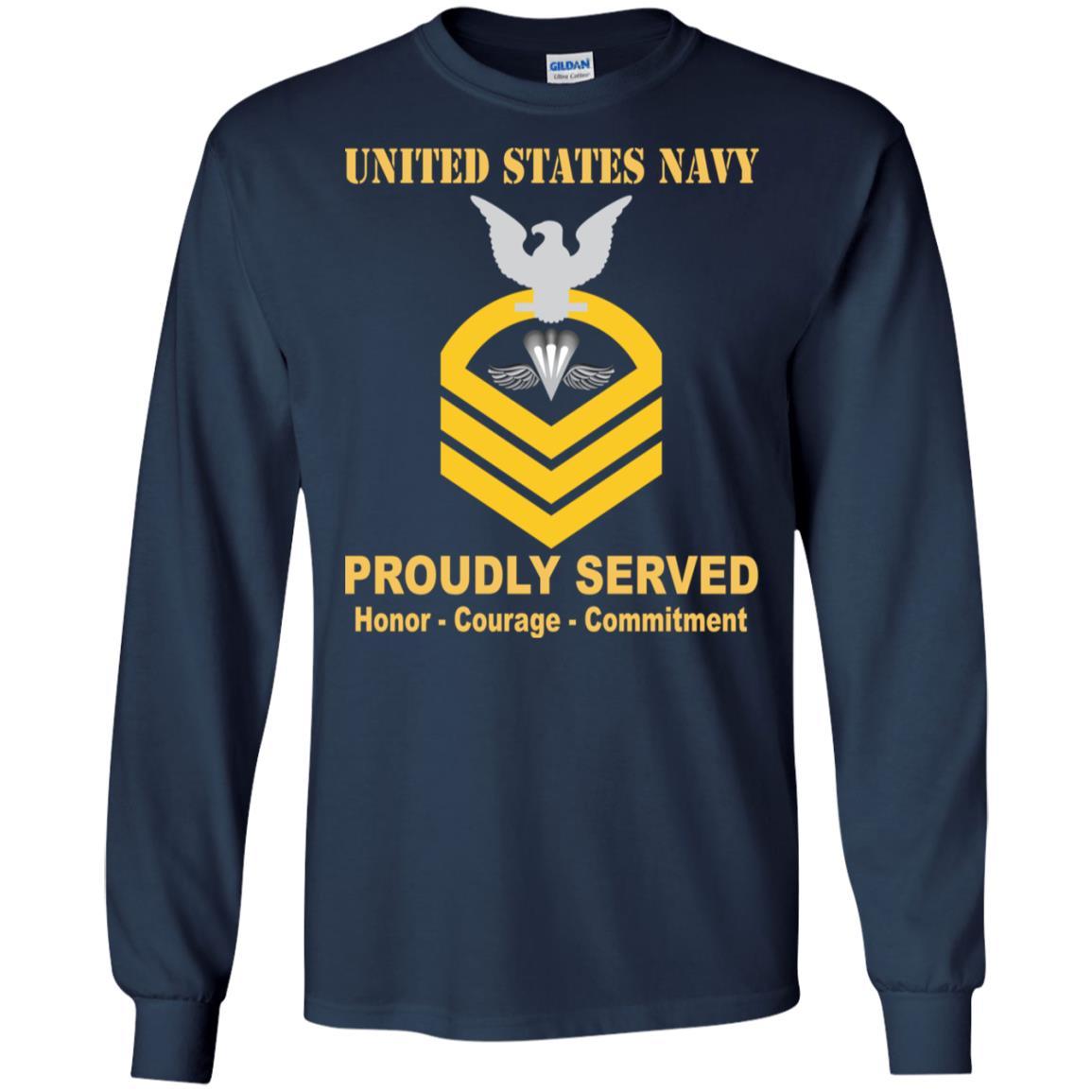 Navy Aircrew Survival Equipmentman Navy PR E-7 Rating Badges Proudly Served T-Shirt For Men On Front-TShirt-Navy-Veterans Nation