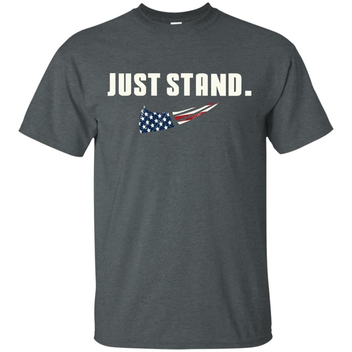 Military T-Shirt "Just Stand For The Flag Men On" Front-TShirt-General-Veterans Nation