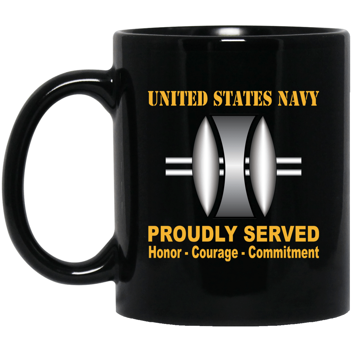 Navy Opticalman Navy OM Proudly Served Black Mug 11 oz - 15 oz-Mug-Navy-Rate-Veterans Nation