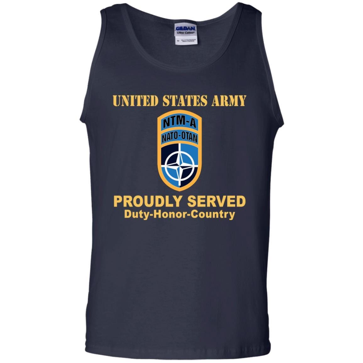 US ARMY CSIB NATO TRAINING MISSION AFGHANISTAN- Proudly Served T-Shirt On Front For Men-TShirt-Army-Veterans Nation