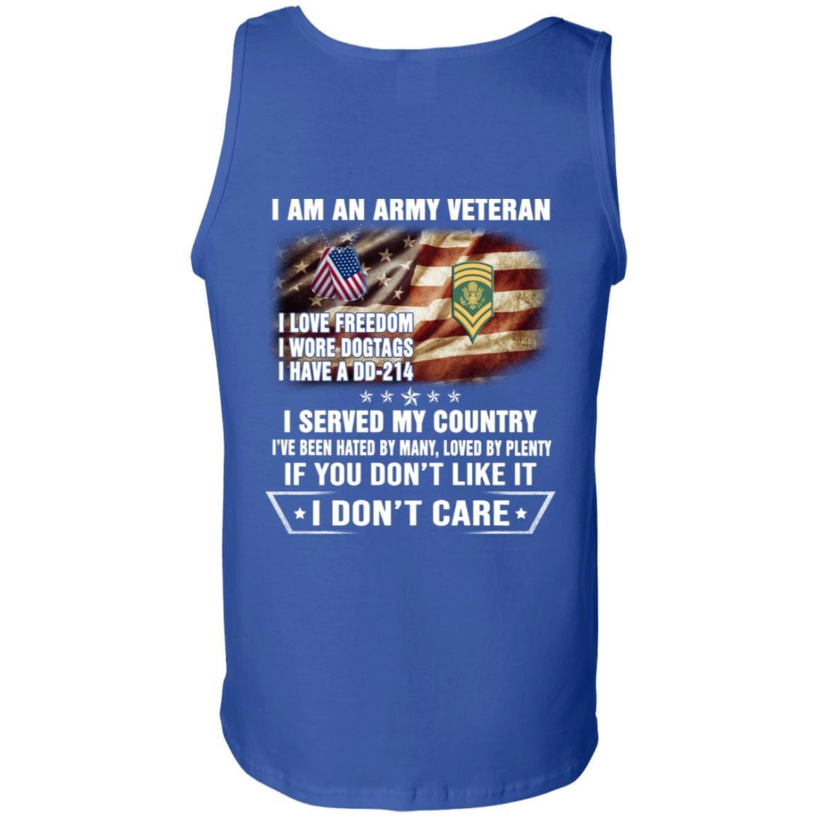 T-Shirt "I Am An Army Veteran" E-9 SPC(SP9)Rank On Back-TShirt-Army-Veterans Nation
