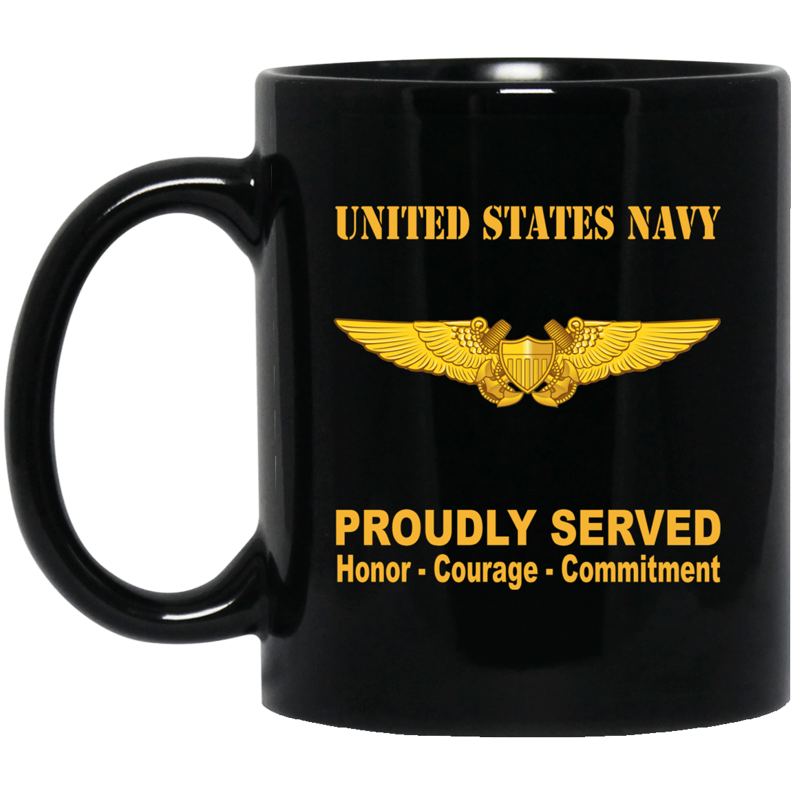 U.S. Navy Naval Flight Officer Badge 11 oz - 15 oz Black Mug-Mug-Navy-Badge-Veterans Nation