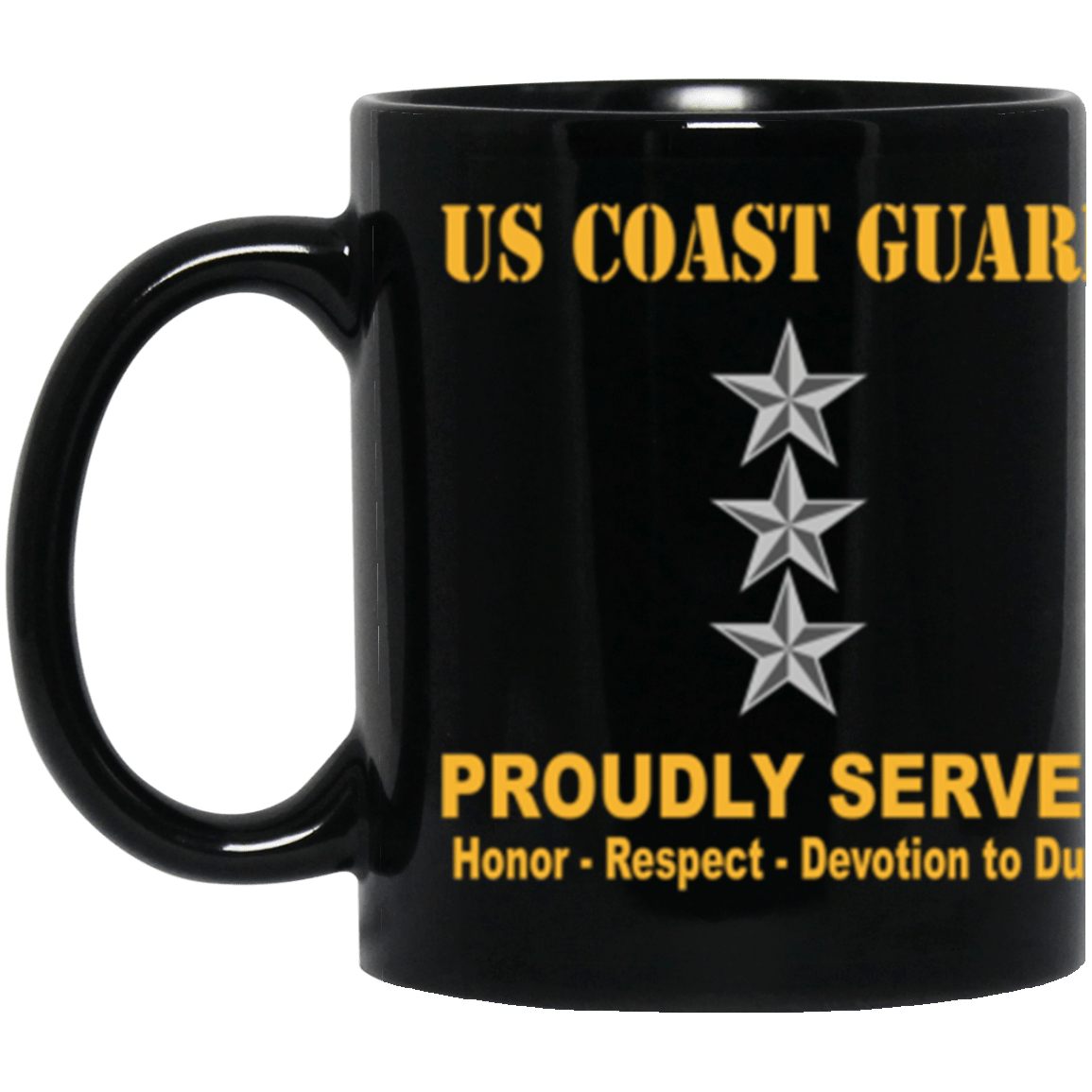 USCG O-9 Vice Admiral O9 VADM Flag Officer Ranks Proudly Served Core Values 11 oz. Black Mug-Drinkware-Veterans Nation