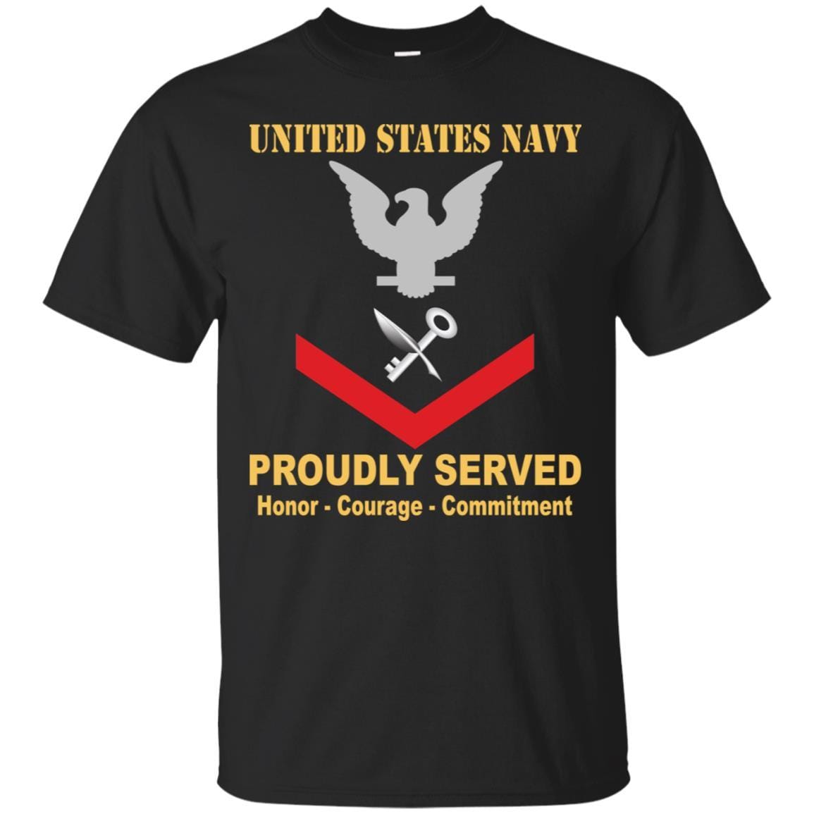 Navy Ship's Serviceman Navy SH E-4 Rating Badges Proudly Served T-Shirt For Men On Front-TShirt-Navy-Veterans Nation