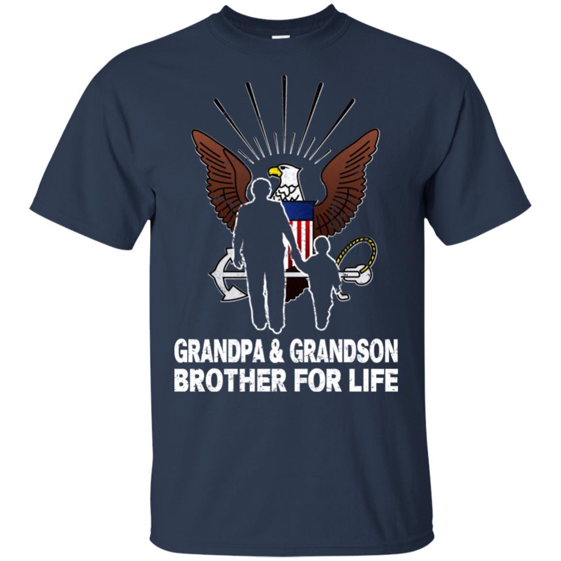 NAVY GRANDPA AND GRANDDAUGHTER ( GRANDSON ) BROTHER FOR LIFE T-Shirt On Front-TShirt-Navy-Veterans Nation