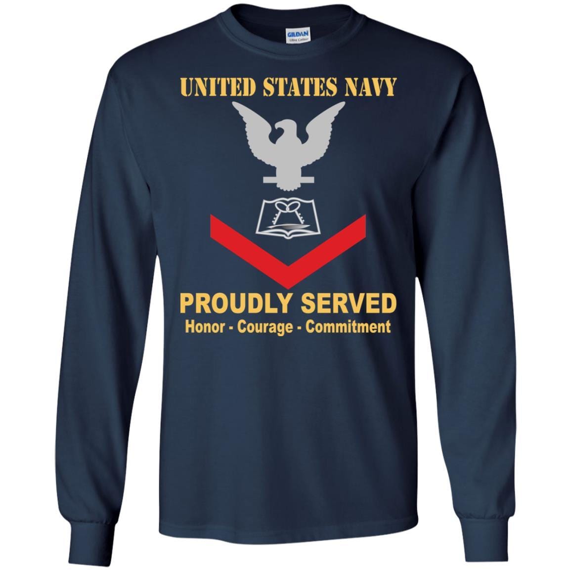 Navy Mess Management Specialist Navy MS E-4 Rating Badges Proudly Served T-Shirt For Men On Front-TShirt-Navy-Veterans Nation