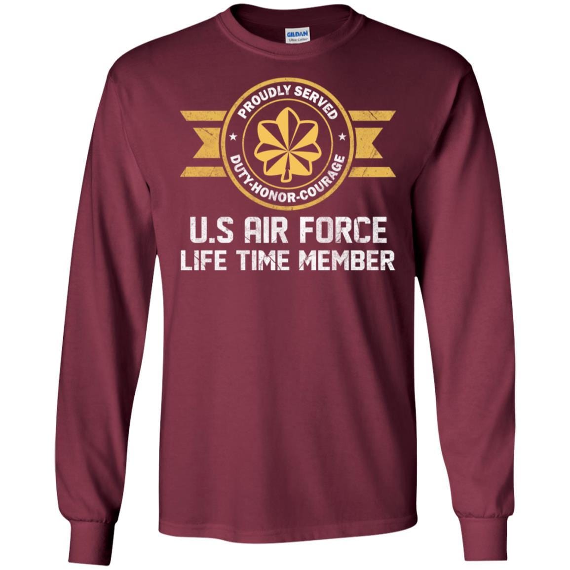 Life time member-US Air Force O-4 Major Maj O4 Field Officer Ranks Men T Shirt On Front-TShirt-USAF-Veterans Nation