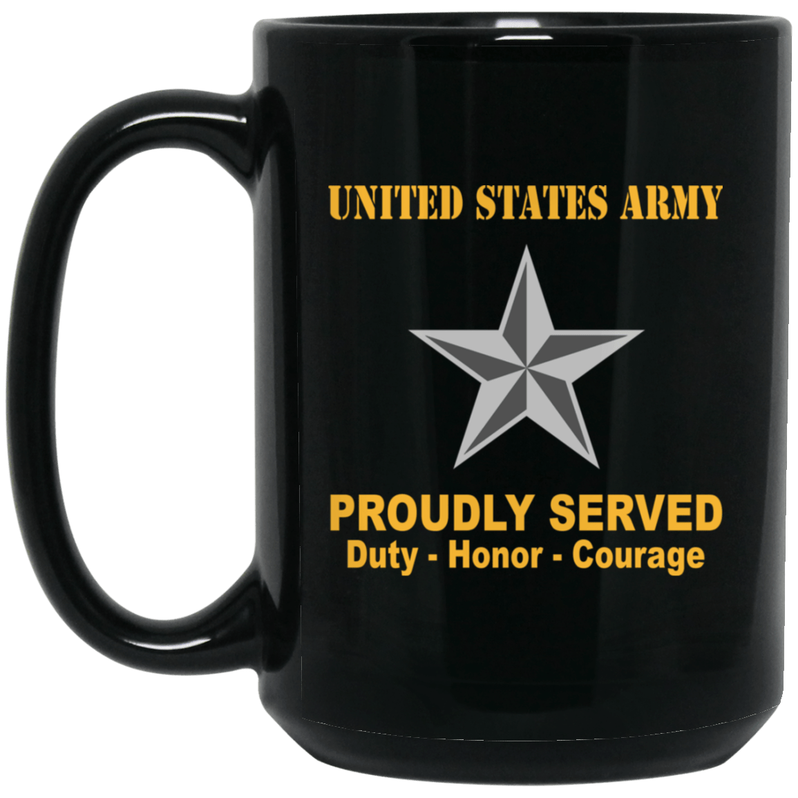 US Army Insignia Proudly Served Duty - Honor - Courage Black Coffee Mug 11oz-15oz-Mug-Army-Veterans Nation