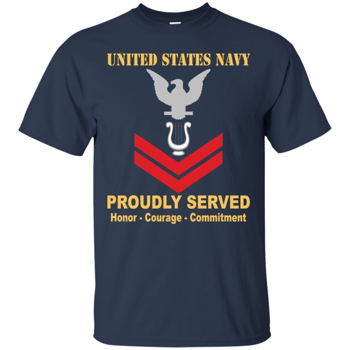 Navy Musician Navy MU E-5 Rating Badges Proudly Served T-Shirt For Men On Front-TShirt-Navy-Veterans Nation