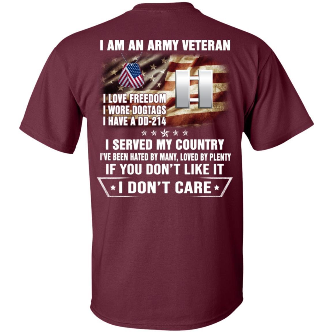 T-Shirt "I Am An Army Veteran" O-3 Captain(CPT)Rank On Back-TShirt-Army-Veterans Nation