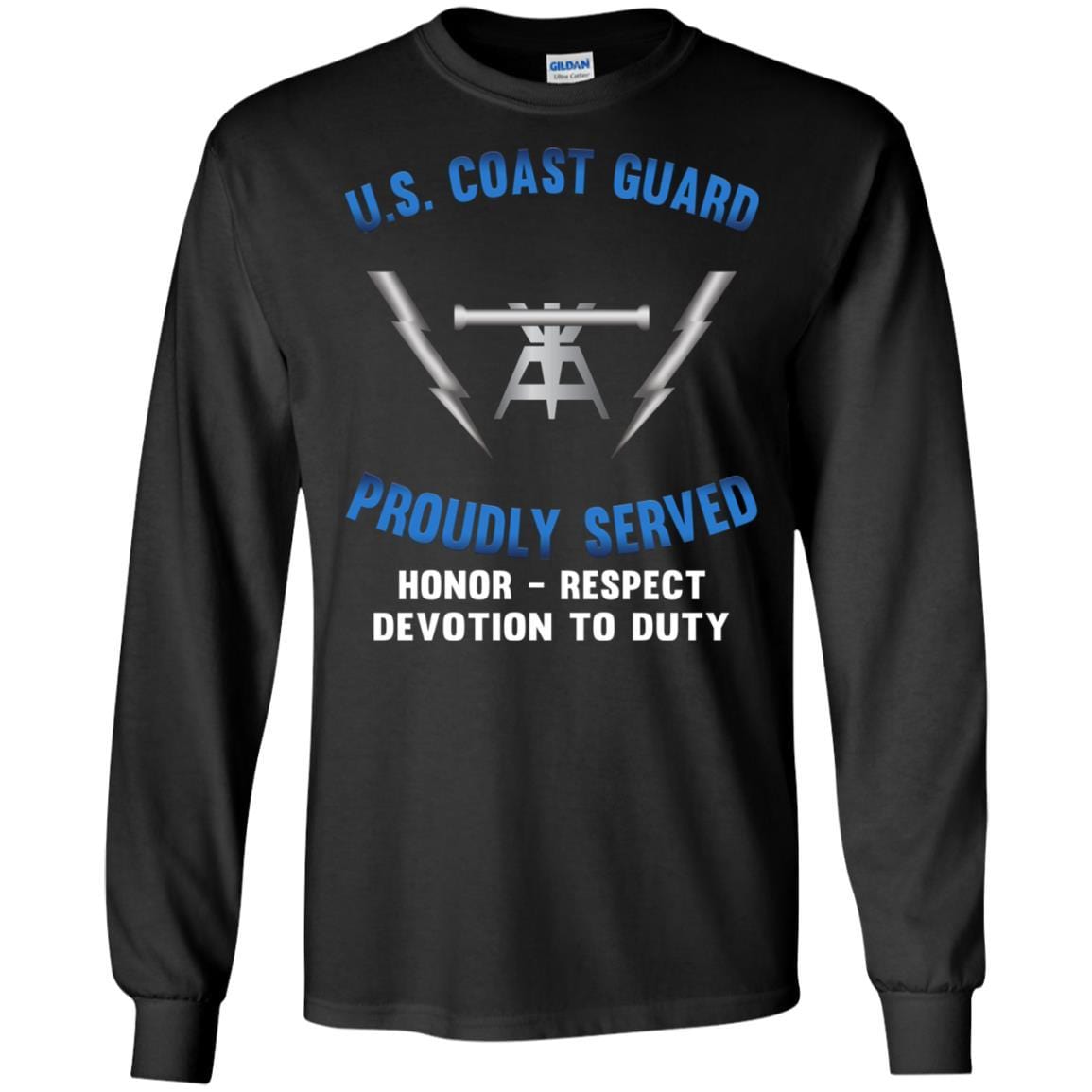 US Coast Guard Fire Control Technician FT Logo Proudly Served T-Shirt For Men On Front-TShirt-USCG-Veterans Nation