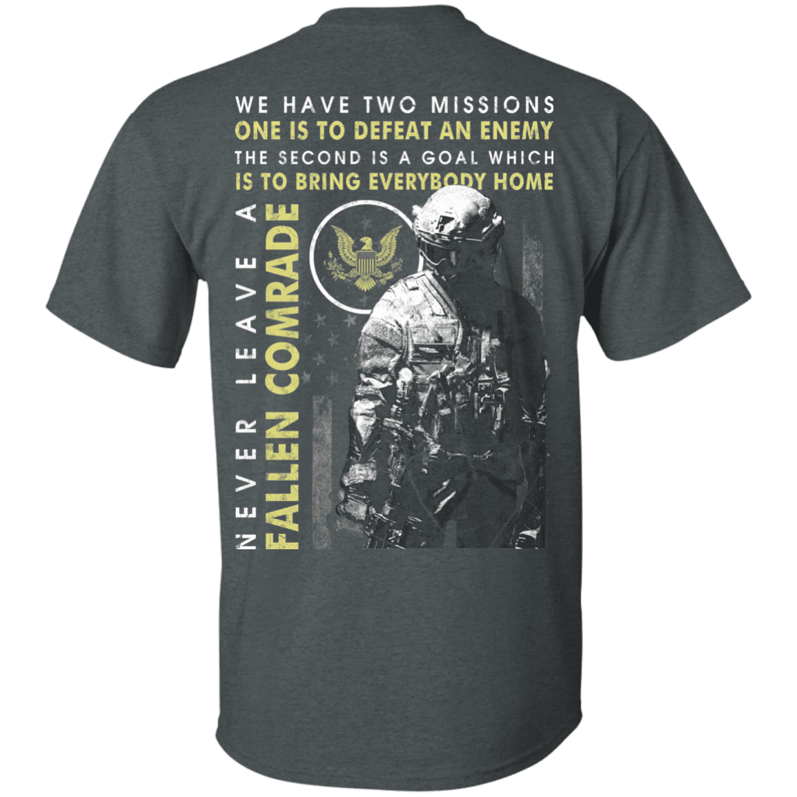Never Leave A Fallen Comrade Army Men Back T Shirts-TShirt-Army-Veterans Nation