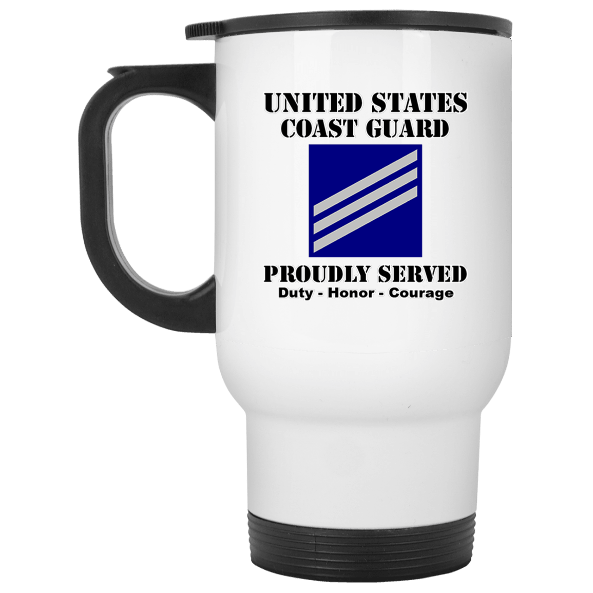 US Coast Guard E-3 Seaman E3 SN Seaman Ranks White Coffee Mug - Stainless Travel Mug-Mug-USCG-Collar-Veterans Nation