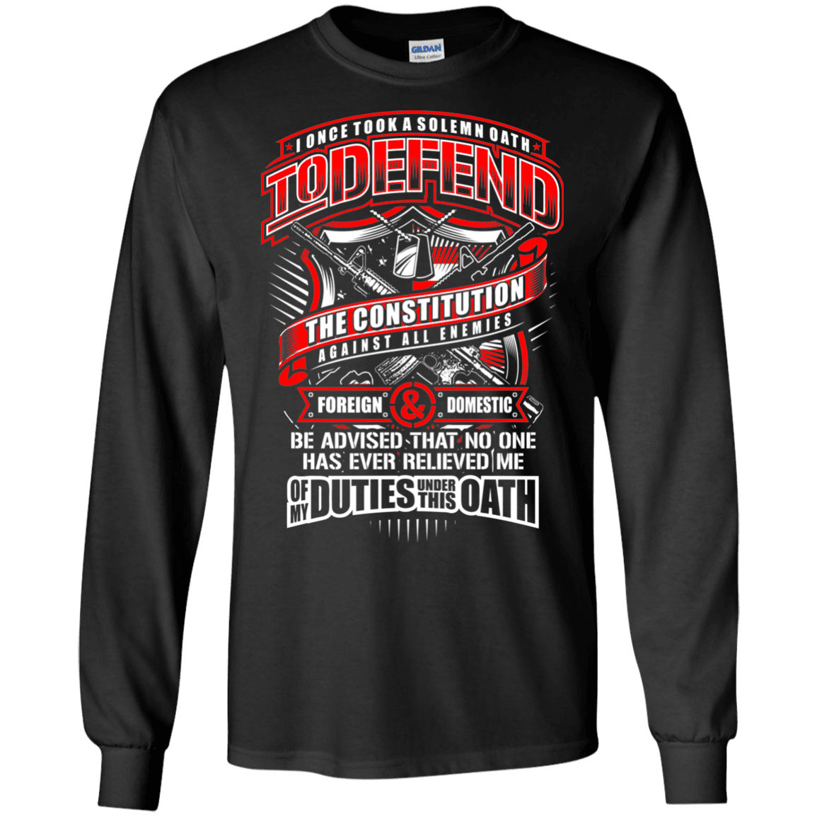 Military T-Shirt "My Oath To Defend The Constitution Veteran Men" Front-TShirt-General-Veterans Nation