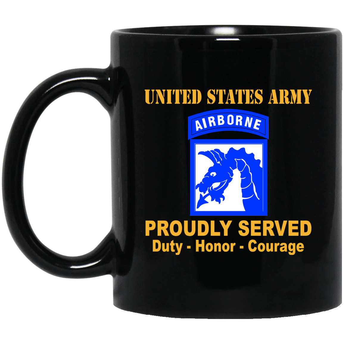 US Army 18th XVIII Airborne 11 oz - 15 oz Black Mug-Mug-Army-CSIB-Veterans Nation