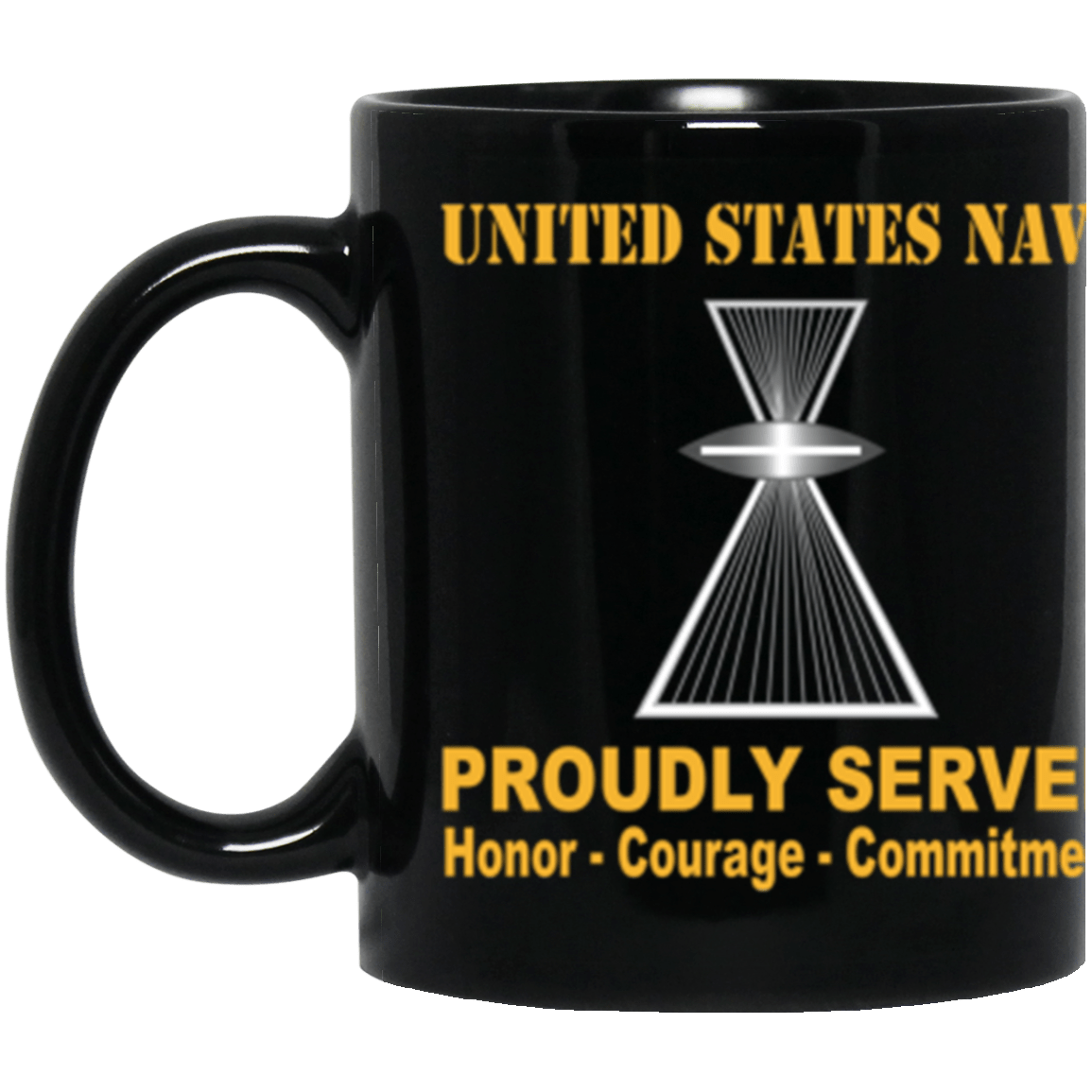 US Navy Photographer's Mate Navy PH Proudly Served Core Values 11 oz. Black Mug-Drinkware-Veterans Nation