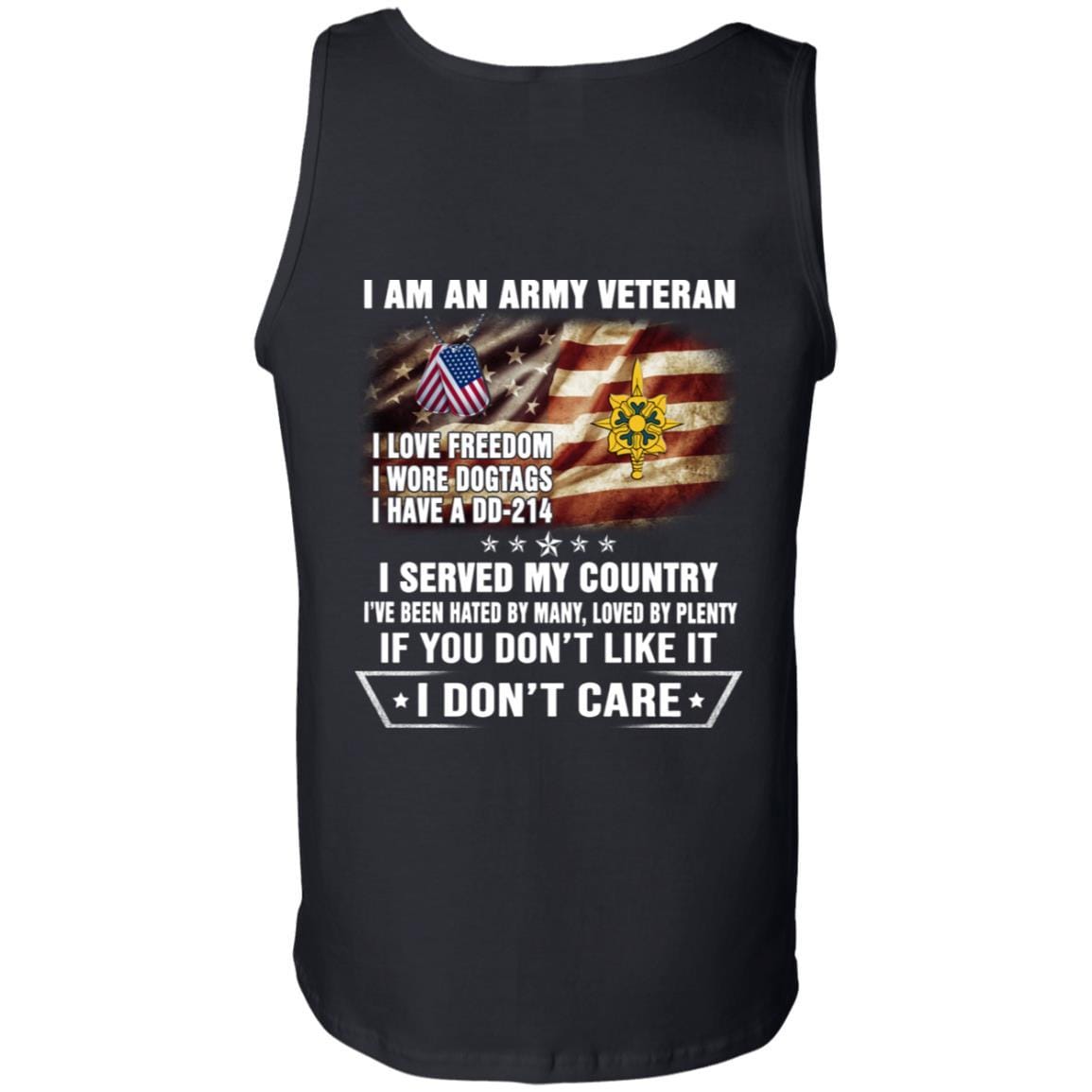 T-Shirt "I Am An Army Military Intelligence Branch Veteran" On Back-TShirt-Army-Veterans Nation