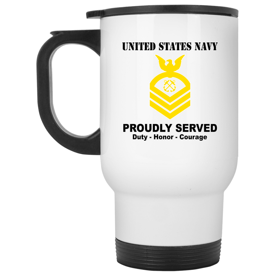 US Navy E-7 Chief Petty Officer E7 CPO Senior Noncommissioned Officer Ranks T shirt White Coffee Mug - Stainless Travel Mug-Mug-Navy-Collar-Veterans Nation