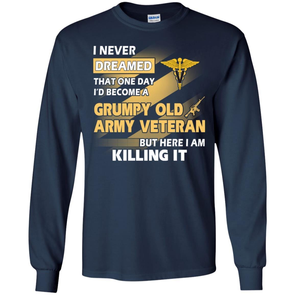 US Army T-Shirt "Veterinary Corps Grumpy Old Veteran" On Front-TShirt-Army-Veterans Nation