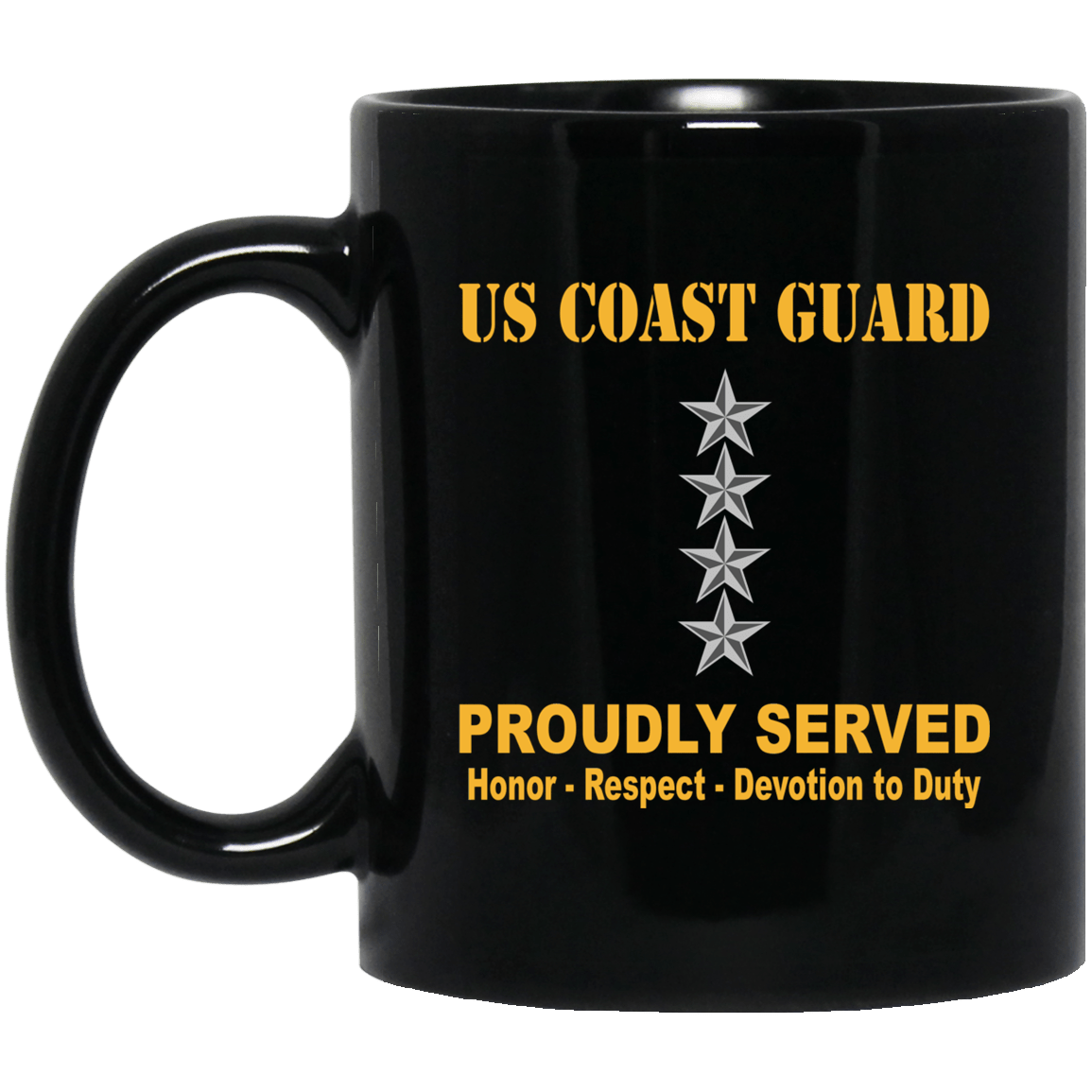 US Coast Guard O-10 Admiral O10 ADM Flag Officer Ranks Proudly Served Black Mug 11 oz - 15 oz-Mug-USCG-Officer-Veterans Nation