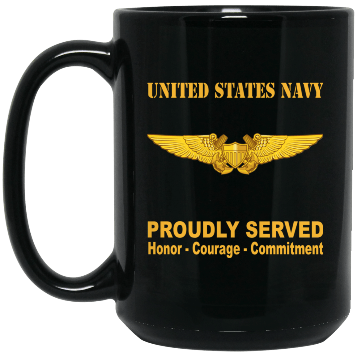U.S. Navy Naval Flight Officer Badge 11 oz - 15 oz Black Mug-Mug-Navy-Badge-Veterans Nation