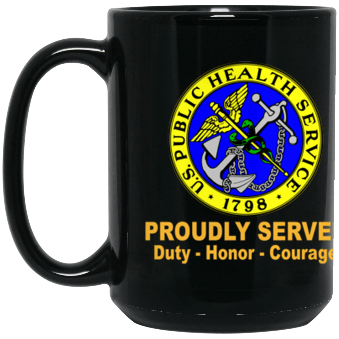 US Army Public Health Service Proudly Served Core Values 15 oz. Black Mug-Drinkware-Veterans Nation