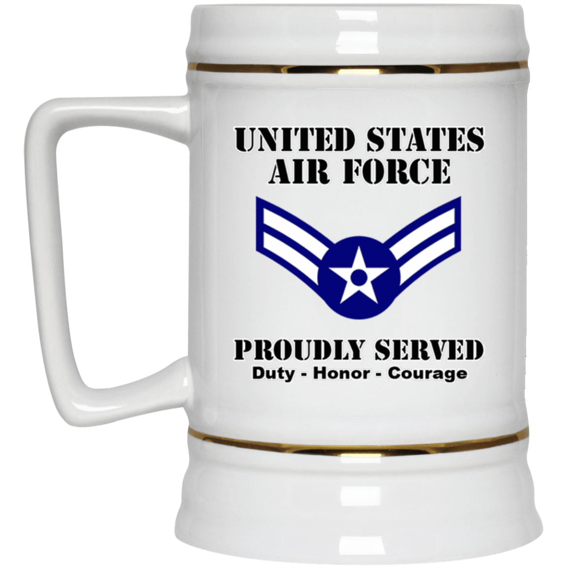 US Air Force E-3 Airman First Class A1C E3 Ranks Enlisted Airman Ranks White Coffee Mug - Stainless Travel Mug-Mug-USAF-Ranks-Veterans Nation