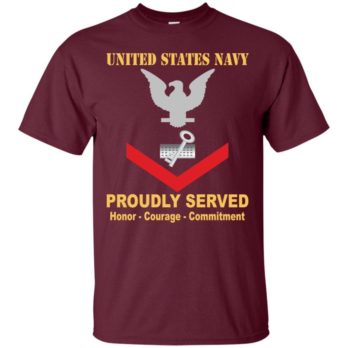 Navy Disbursing Clerk Navy DK E-4 Rating Badges Proudly Served T-Shirt For Men On Front-TShirt-Navy-Veterans Nation