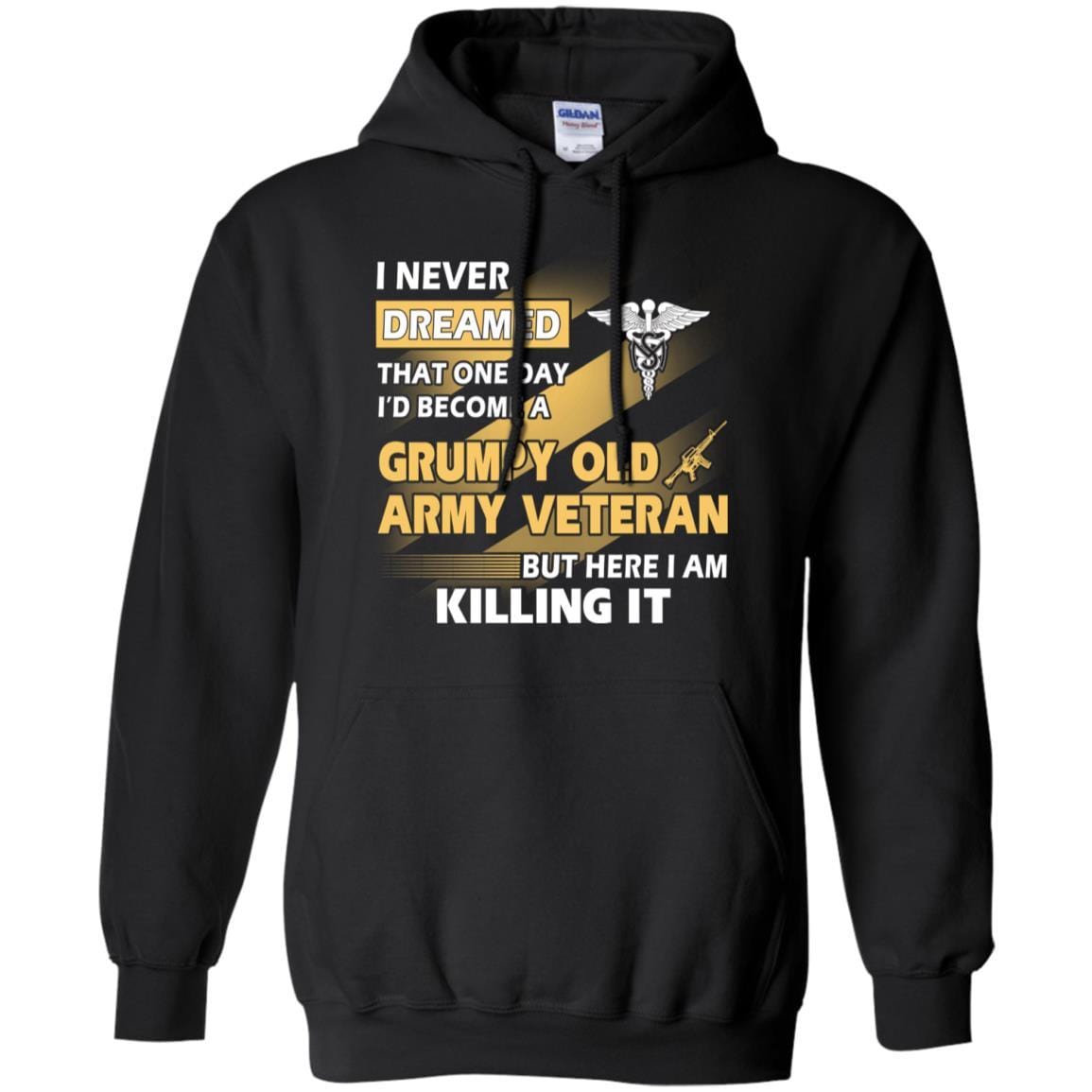 US Army T-Shirt "Medical Service Corps Grumpy Old Veteran" On Front-TShirt-Army-Veterans Nation